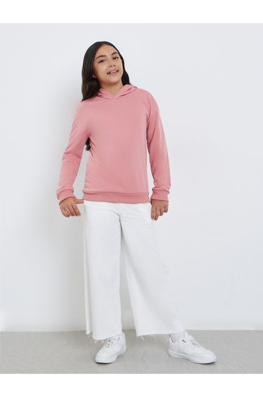 Teen Pink Relaxed Fit Solid Hoodie