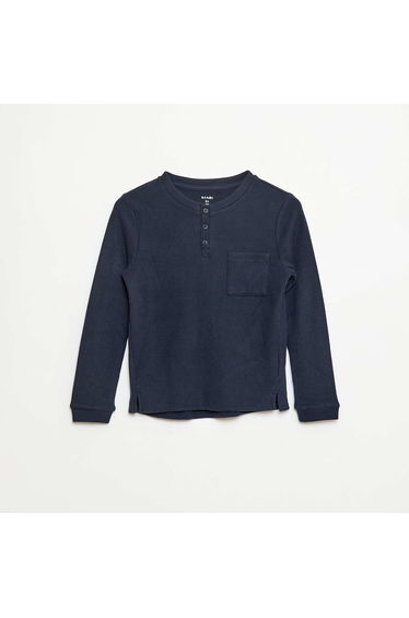 Soft knit T-shirt with chest pocket Navy