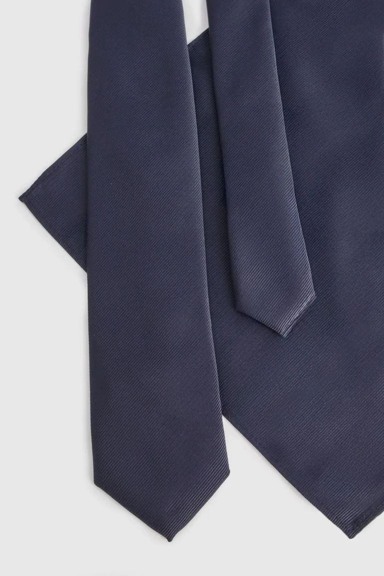 Dark Navy Tie and Pocket Square - 1