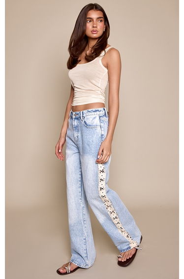 Mid Blue Crochet Side Jeans