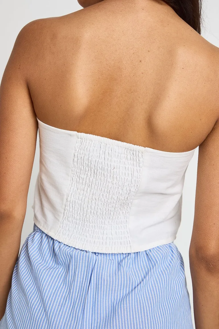 Linen Look Bandeau Scarf Top - natural - 3