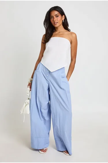 Linen Look Bandeau Scarf Top - natural