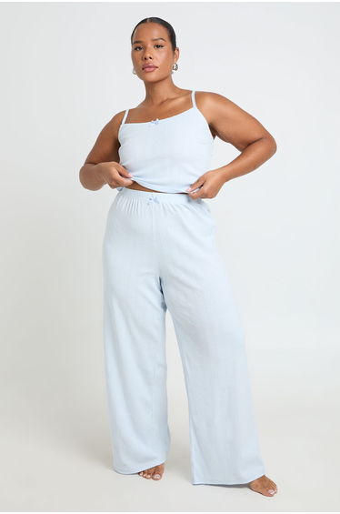 Plus Pointelle Pyjama Trouser - baby blue