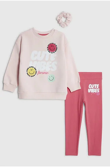 Mini Girl Pink Cute Vibes Sweatshirt Set