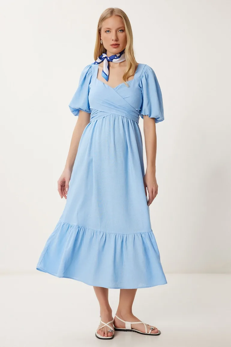 blue vest dress Majorca Sun Crochet Knit Maxi Dress Sky Blue– Selfie Leslie main image 0