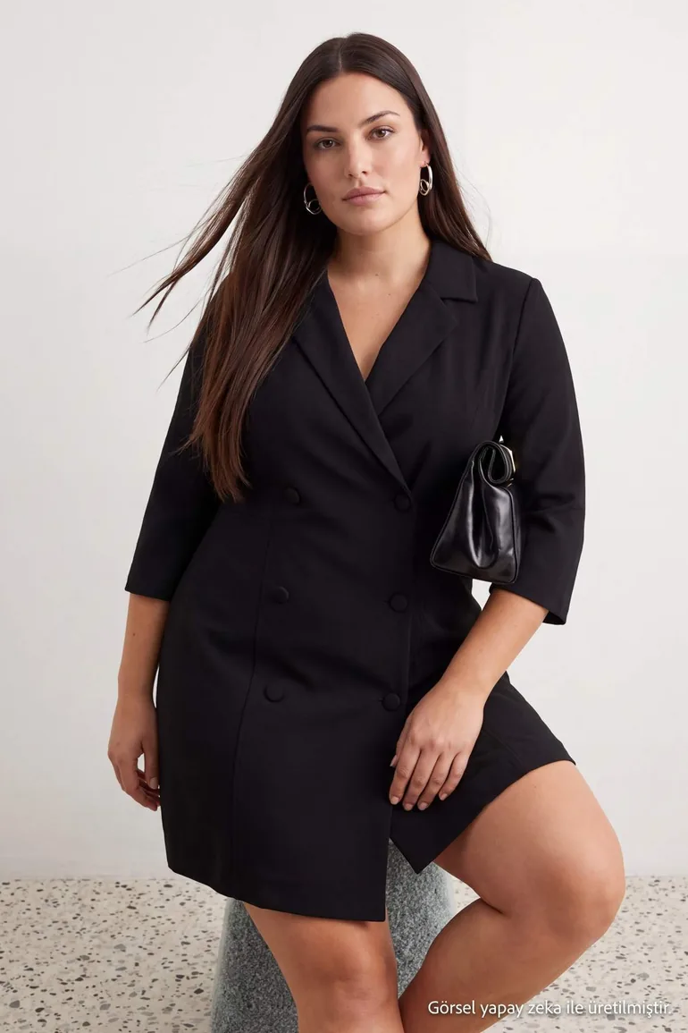Black Woven Plus Size Dress