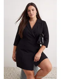 Black Woven Plus Size Dress