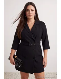 Black Woven Plus Size Dress - 3