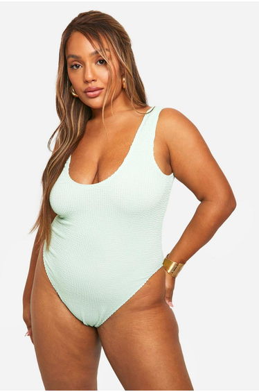 Plus Crinkle Tummy Control Swimsuit - mint