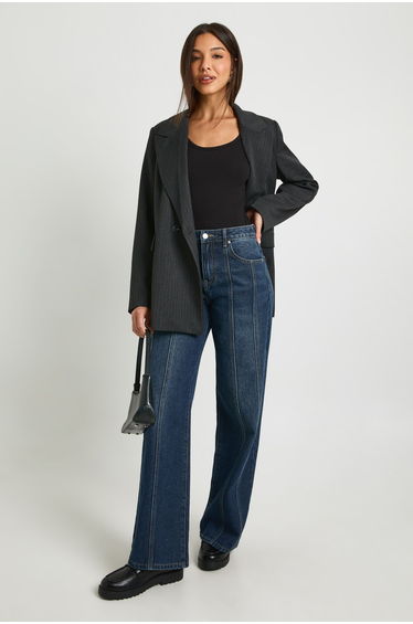 Basic Long Sleeve Scoop Neck Bodysuit - black