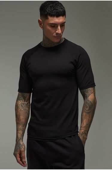 Tall Man Active Gym Raglan Muscle fit T-shirt - black