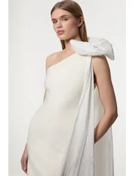 Petite Bandage Figure Form Knit Woven Cape Detail Maxi Dress - 1