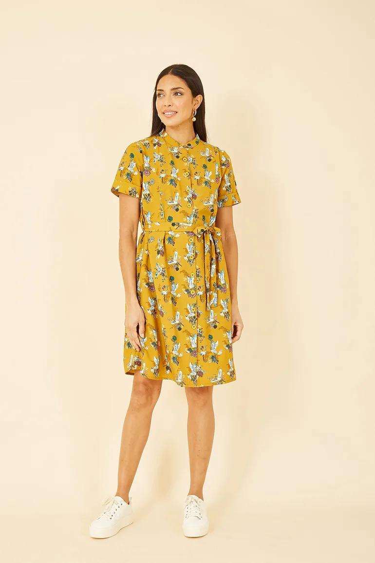 knee length dresses for ladies Jazz Pintuck Midi Dress - Buttercream Yellow