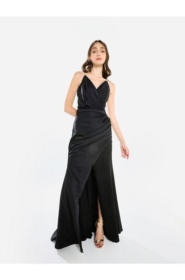 Women Drape Silhouette Gown Maxi Dress