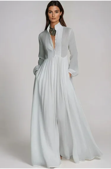 Fizza Plunge Ruch Maxi Dress