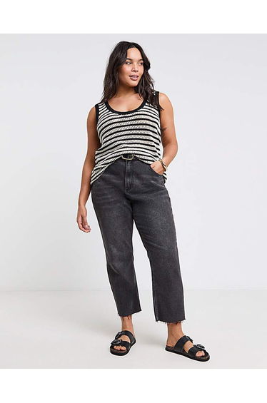 Stripe Knitted Scoop Neck Vest