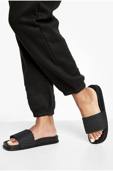 Woven Detail Slider - black