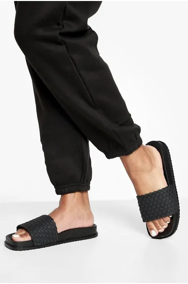 Woven Detail Slider - black