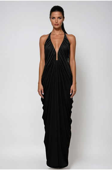 Dorothea Plunge Ruch Maxi Dress