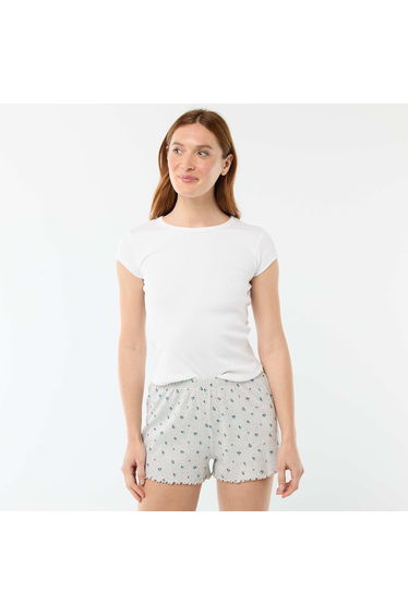 All-over 'flower' print cotton pyjama shorts GREY