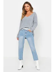 Oversized V Neck Jumper - cream - 3