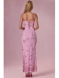 Embellished Corset Maxi Dress in Candyfloss Pink - 1