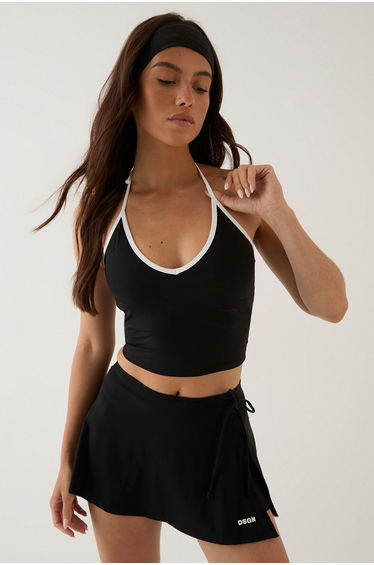 DSGN Studio Sculpt Contrast Binding Halterneck Top - black