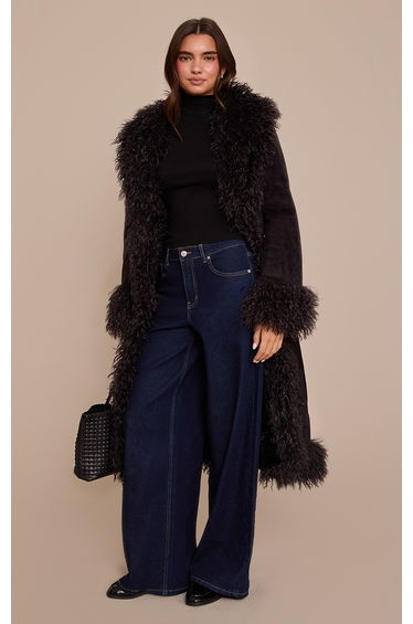 Indigo Mid Rise Stretch Wide Leg Jeans