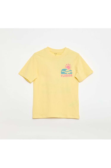 Printed Front and Back Short-Sleeve T-Shirt BEIGE