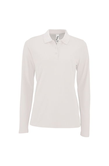 SOLS Womens/Ladies Perfect Long Sleeve Pique Polo Shirt - White