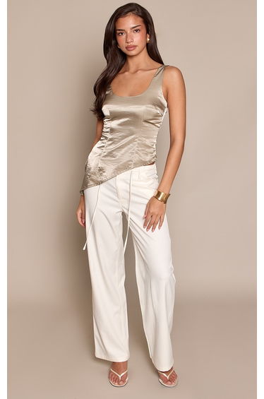 Olive Silk Feel Scoop Neck Top