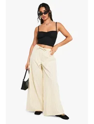 Petite Stripe Linen Look Trousers - ecru
