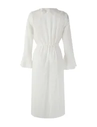 Ecru Maxi Woven Flounce Beach Kimono&Caftan - 5