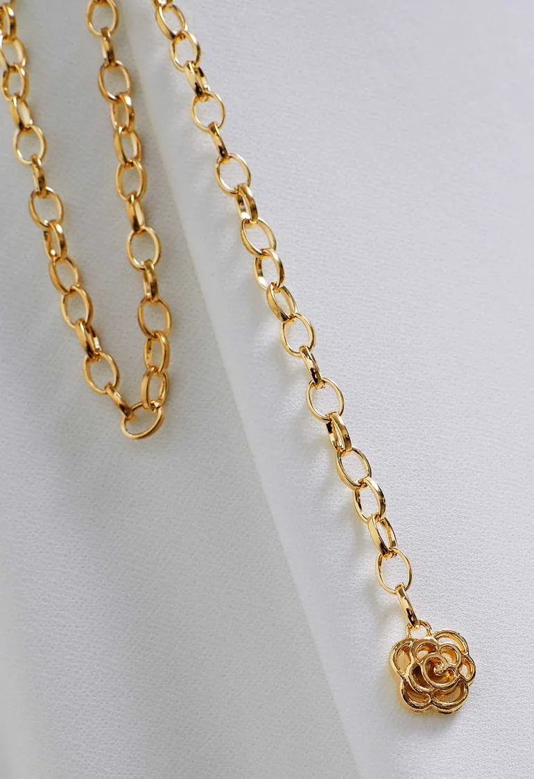 Blooming Rose Chain Belt in Gold - 4