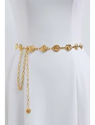 Blooming Rose Chain Belt in Gold