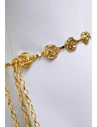 Blooming Rose Chain Belt in Gold - 3