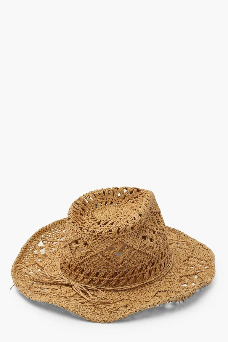 Straw Western Cowboy Hat - tan - 2