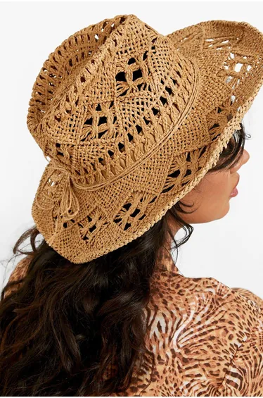 Straw Western Cowboy Hat - tan