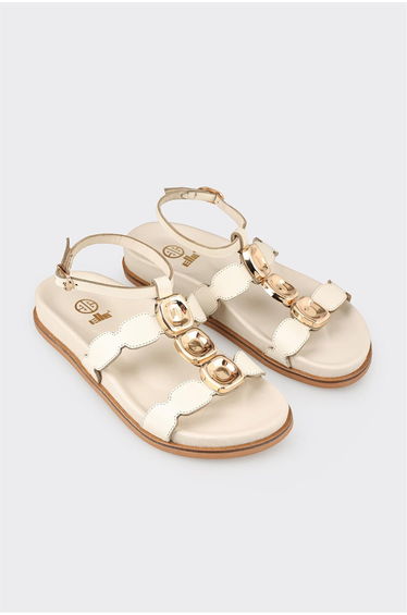 Ecru Leather Women's Sandals