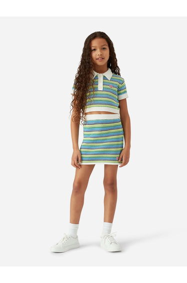 Casablanca Girls Striped Skirt in Green