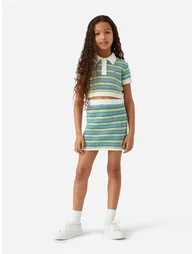 Casablanca Girls Striped Skirt in Green