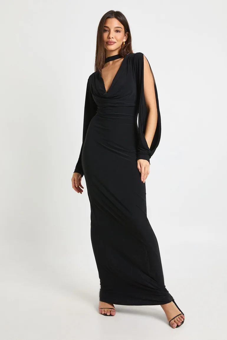 black dress boutique Ellie Wilde Designer Prom Dress with Choker main image 1