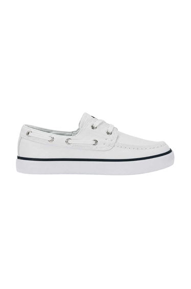 Ralph Lauren Childrens/Kids Briar Canvas Flat Boat Shoes - White/Navy