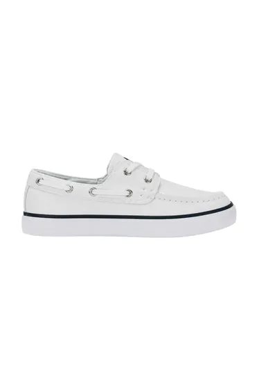 Ralph Lauren Childrens/Kids Briar Canvas Flat Boat Shoes - White/Navy