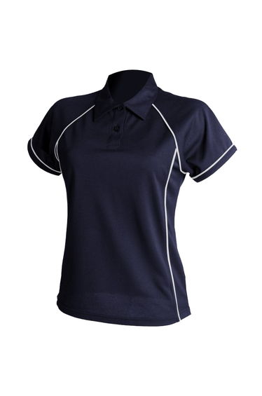 Finden & Hales Womens Coolplus Piped Sports Polo Shirt - Navy/White