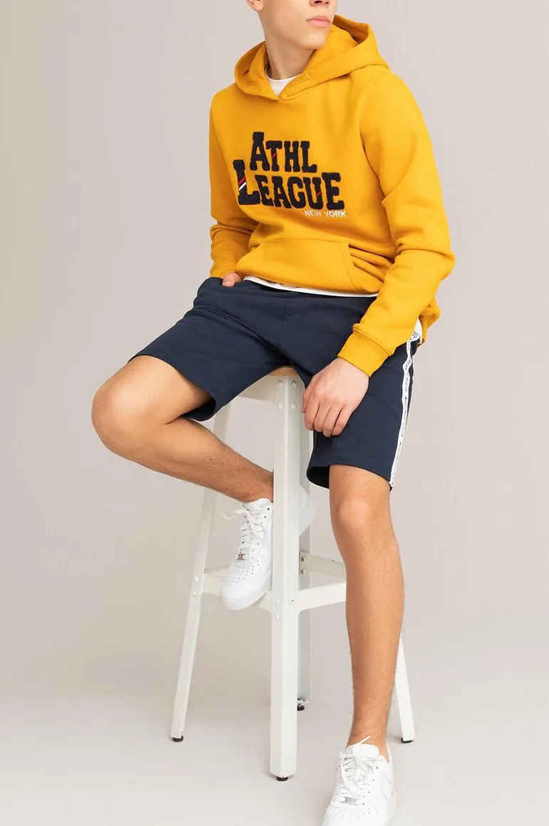 Cotton Mix Bermuda Shorts with Side Stripes
