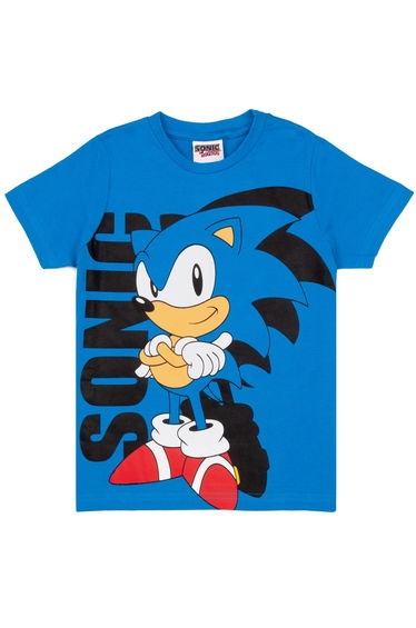 Sonic The Hedgehog Boys Cartoon Character T-Shirt - Blue/Black