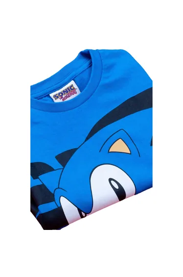 تيشيرت قطن ازرق بطبعة