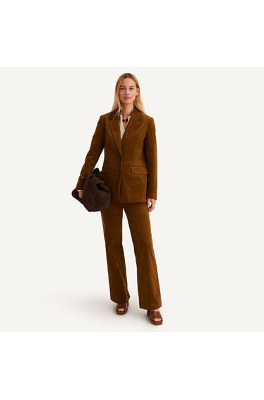 Corduroy Buttoned Blazer in Straight Fit