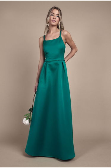Teen Structured Satin Full Skirted Bridesmaid Dress